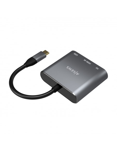 AISENS Conversor USB-C a HDMI USB-C Tipo A USB 3.0, 3 en 1, Gris, 15cm