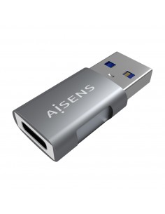 AISENS Mini Adaptador USB 3.2 GEN2 10G 3A, Tipo USB-C H-A M, Gris