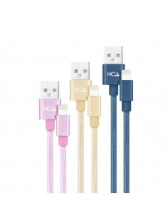 Nanocable 3 Cables Lightning a USB 2.0, Lightning M-USB A M, Rosa, Dorado y Azul Pacífico, 1 m