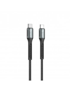 Cable qcharx prague tipo c a tipo c 3a 100w - 1 m - aleación de aluminio negro cable trenzado suave