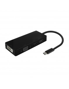 AISENS Conversor USB-C A DP DVI HDMI VGA, USB-C M-DP H-DVI H-HDMI H-Vga H, Negro, 15cm