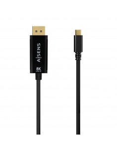 AISENS Cable Conversor USB-C a Displayport 8K@60Hz, USB-C M-DP M, Negro, 1.8M